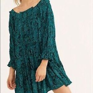Free People See Ya There Green Floral Mini Dress